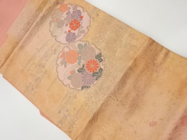 JAPANESE KIMONO / VINTAGE NAGOYA OBI / WOVEN UME BLOSSOM & KIKU